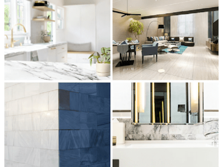 Collage of Countertops Flooring Backsplashes and Exterior applications